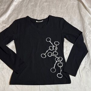 DUBLIN Black Long Sleeve Top with Silver Accents size medium